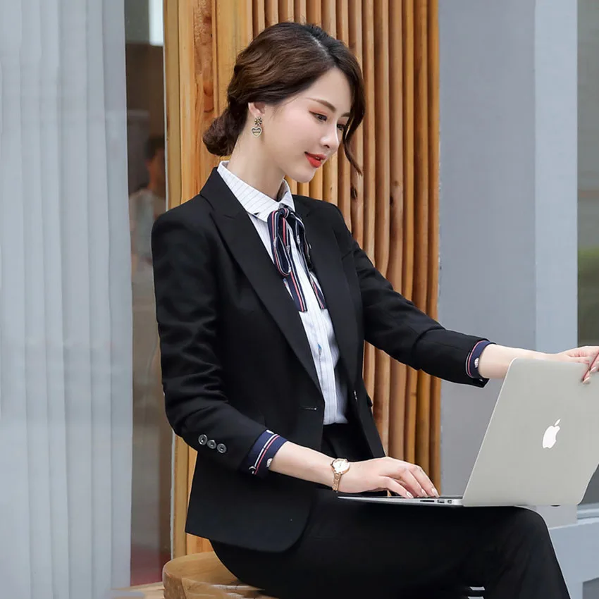 New Fashion Slim Business Wear Elegant Women Office Ol Jacket Set Formal Blazer + Pants Suit Feminino Female Interview Suits | Женская