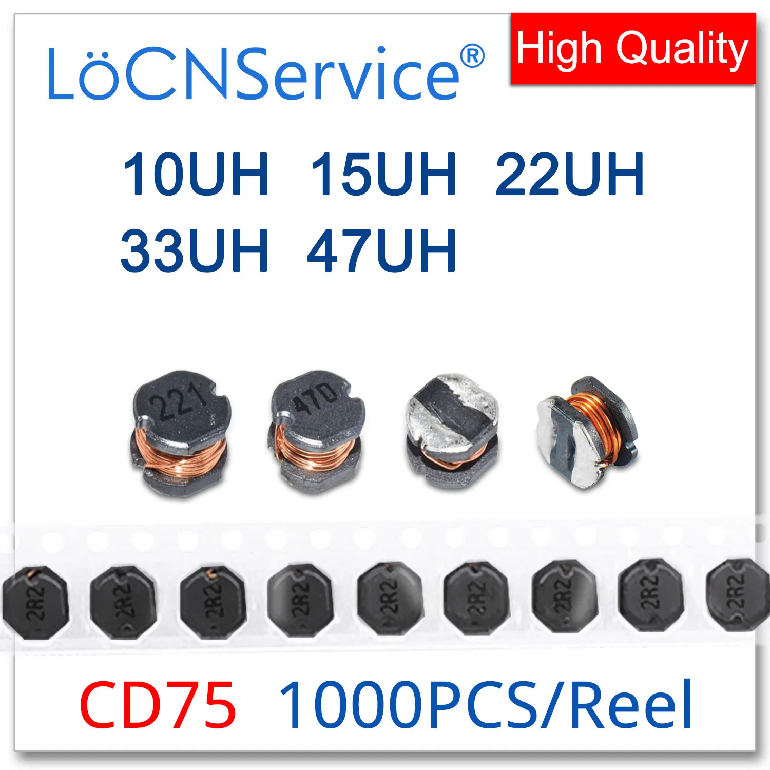 LoCNService 200 шт. 1000 шт. CD75 7x7,8x5,5 мм SMD 10UH 15UH 22UH 33UH 47UH силовой индуктор 7*7,8*5,5 мм
