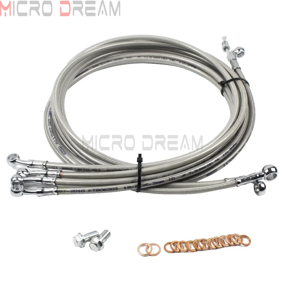 Замена 10-1" Руль черная верхняя линия тормозного кабеля комплект для Harley Touring ABS модели- Street Road King Glide - Цвет: Chrome