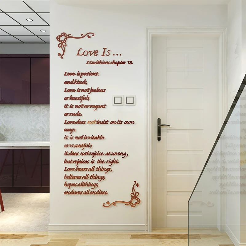 Романтическая любовь слова Акриловые Настенные Стикеры для дома Гостиная
