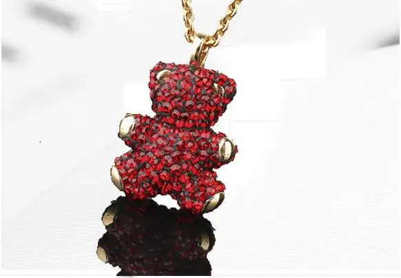 

Wholesale fine jewelry high quality crystal 3D bear necklace pendant neck chain set beauty fashion accessories women lady girl