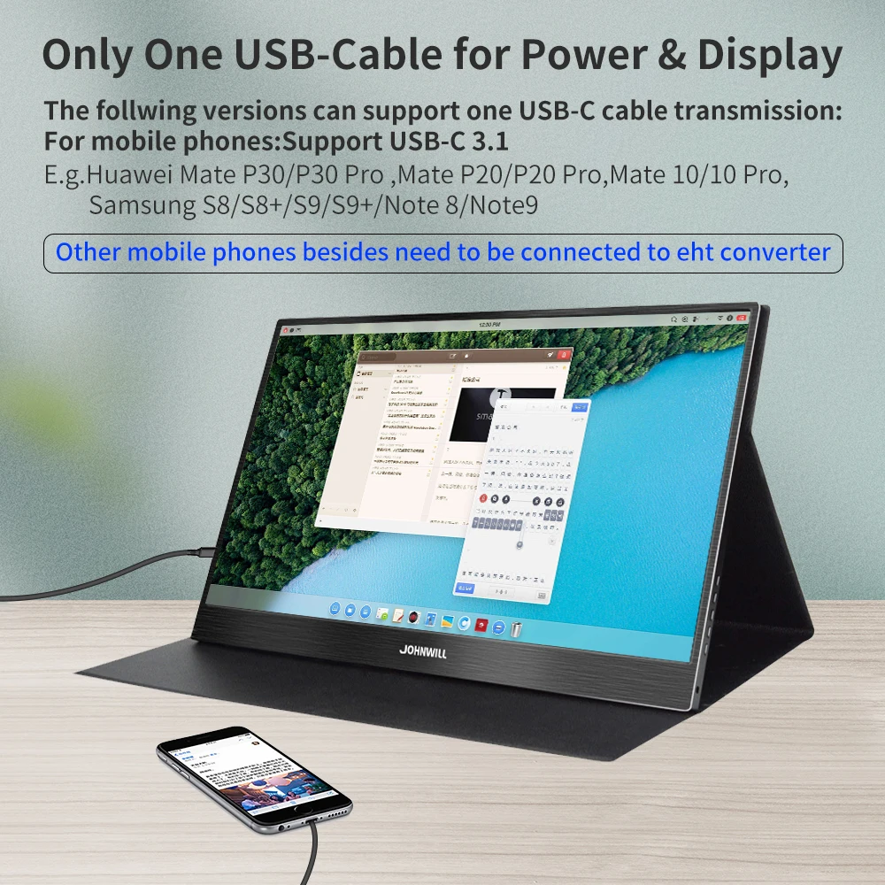 15 6 дюймовый сенсорный экран портативный аккумулятор монитор ПК 1080P ips hd usb type c