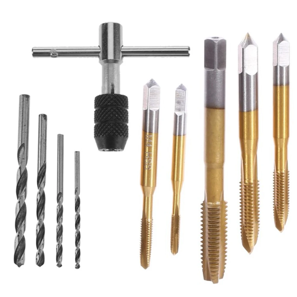 

6pcs HSS M3-M8 Screwdriver Tapping Threading Drill Wrench + 4pcs Twist Drill Bits High-speed Steel Power Repair Hand Tools