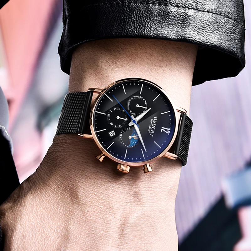 Мужские ультратонкие автоматические многофункциональные кварцевые часы