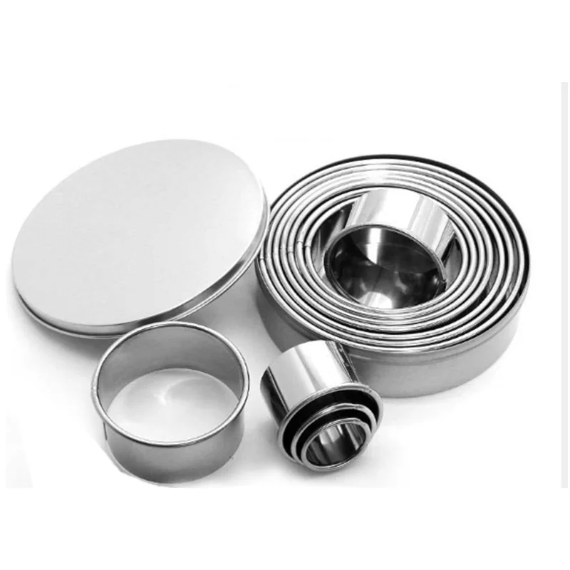 

11 Piece Set Stainless Steel Mousse Ring Round Cake Mold Cake Mold Fondant Cookie Cutting Mold Baking Tool