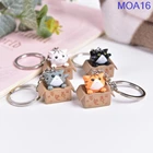 Брелок для ключей в виде мультяшного милого кота, украшение для сумки, подарок, брелок для автомобильных ключей, серебристый автомобильный брелок для ключей