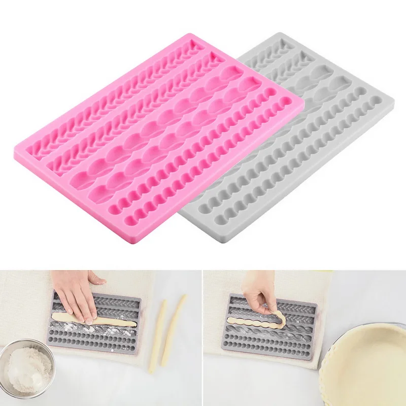 

3D Pearl Knit Rope Silicone Fondant Mould Cake Border Decorating Molds Gumpaste Kitchen DIY Baking Decorating Cake Tools