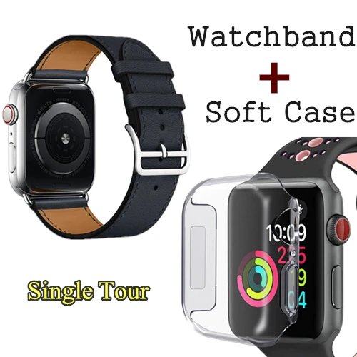 Herm логотип на застежке Свифт кожаный двойной один тур часы ремешок для Apple Watch серии 5 4 3 44 мм 40 мм браслет для iWatch - Цвет ремешка: Indigo