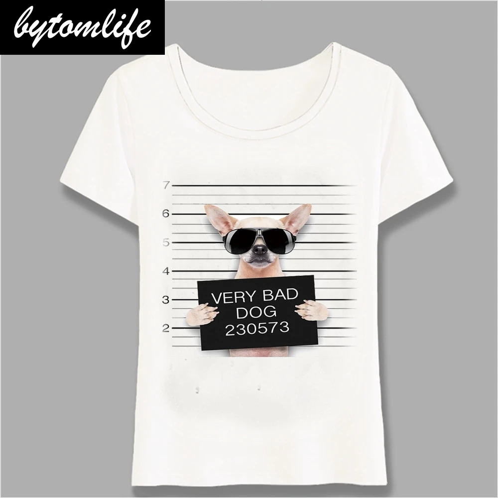 Летняя обувь Уникальный полиции Чихуахуа дизайн футболка Для женщин очень