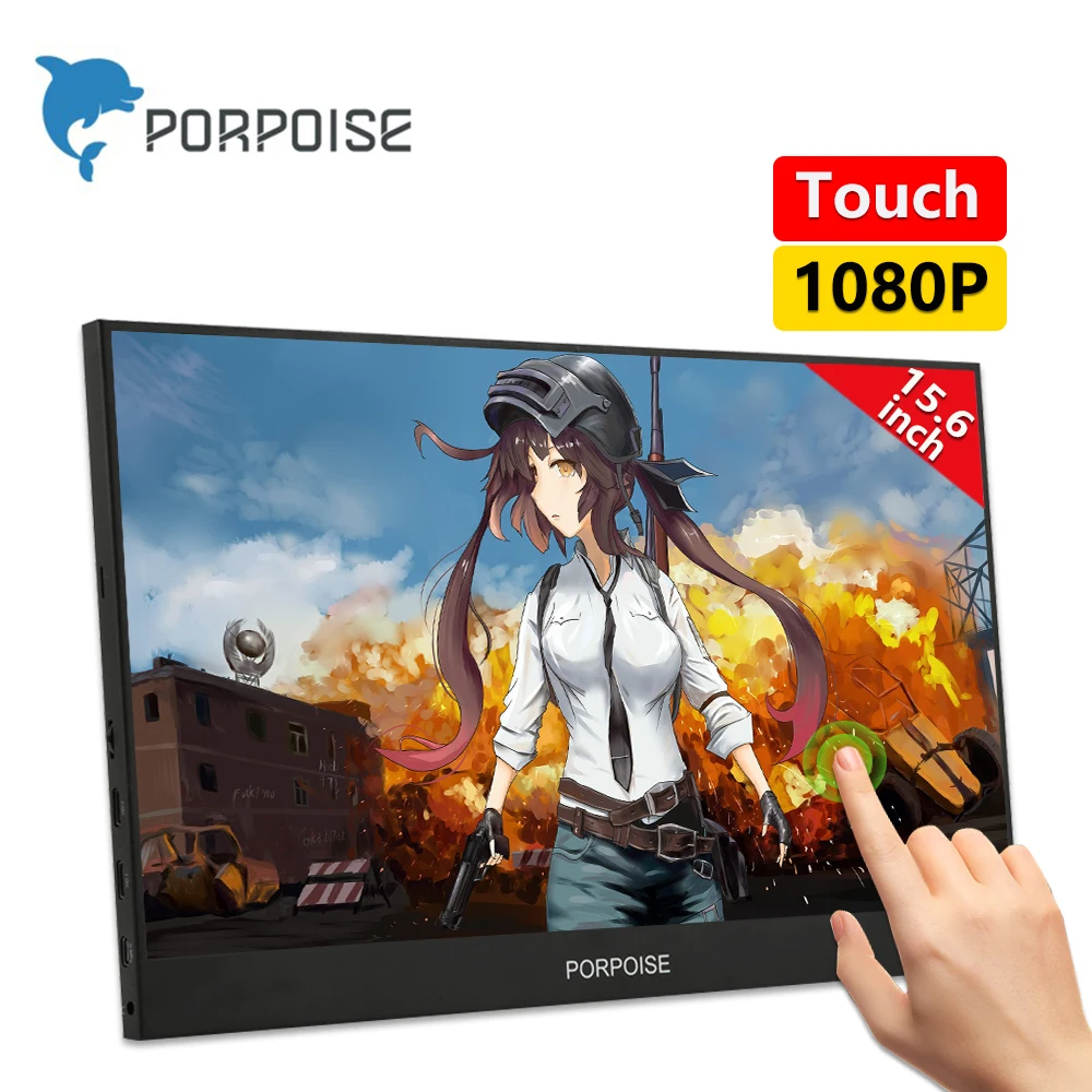 PORPOISE 15 6 дюймовый портативный сенсорный экран 1080P IPS панель USB C HDMI подключение