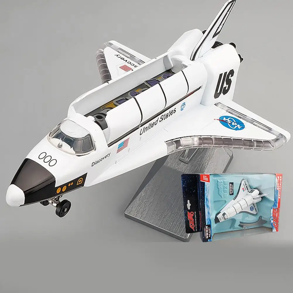

Diecast Space Shuttle Plane Pull back Model with Sound Light Display Stand Toy