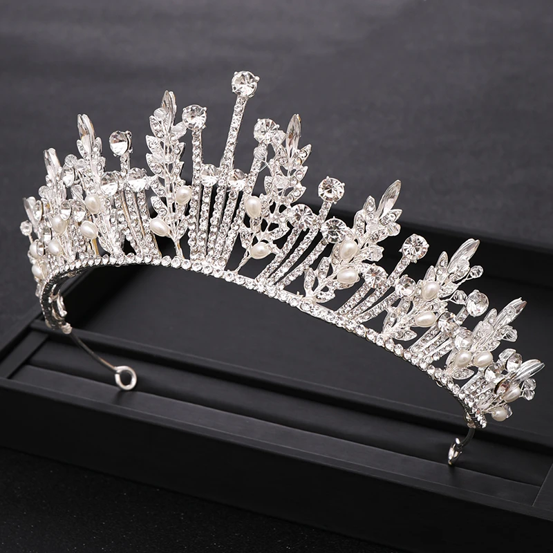 Мода кристалл в форме листика Свадебная Серебряная корона Диадема горный