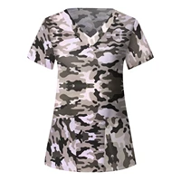 print nursing uniforms camouflage pharmacy hospital blouse nurse short sleeve scrubs tops beauty salon dentist pet carer overall