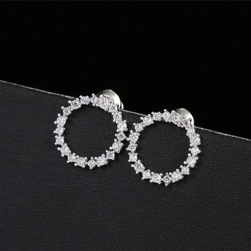 Женские серьги-гвоздики из розового золота с фианитами | Украшения и аксессуары