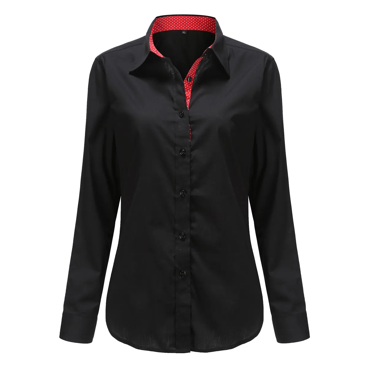 

Dioufond White Office Ladies Blouse Shirt Patchwork Polka Dot Women Tops Autunm Winter Casual Turn Down Collar Shirts Plus Size