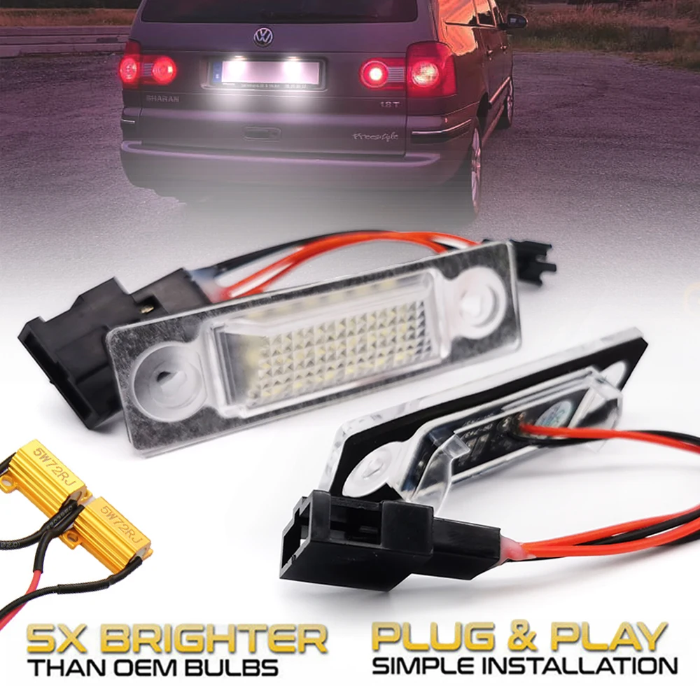 

2Pc LED Number License Plate Light Canbus Lamps For VW Sharan MKI 7M6 8 9 & Seat Alhambra 7V & Ford Galaxy MK1 7M3943021
