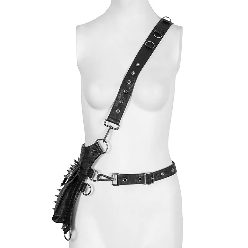 

Retro Locomotive Package Steampunk PU Casual Waist Bag Outdoor Cycling One Shoulder Diagonal Bag Women