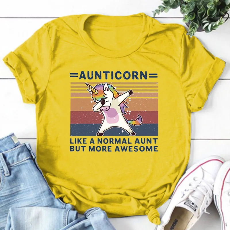 

Aunticorn Like A Normal Aunt But More Awesome T-Shirt Ladies New Trends Tee Shirt Kawaii Style Tops Summer Clothes