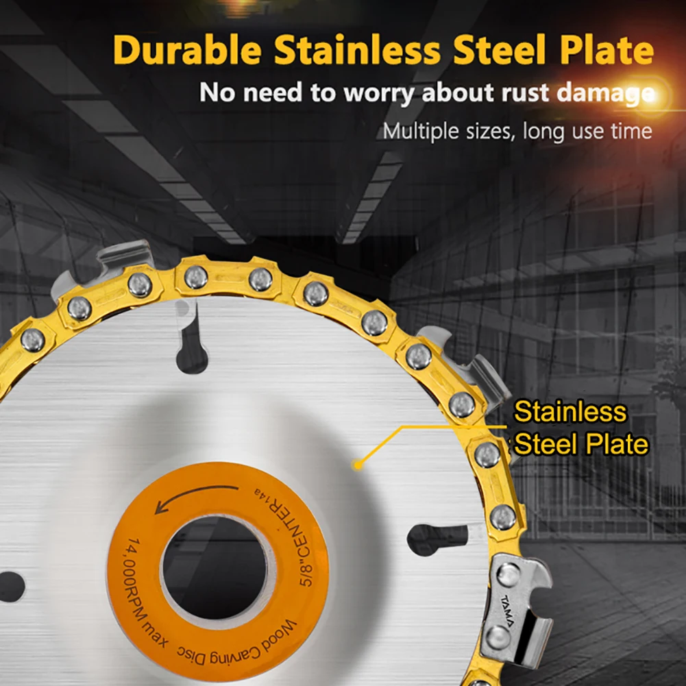 

Wood Carving Disc Woodworking Chain Grinder Chain Saws Disc Chain Plate Tool for 100/125/115MM Angle Grinding 4.5/ 4 /5inch