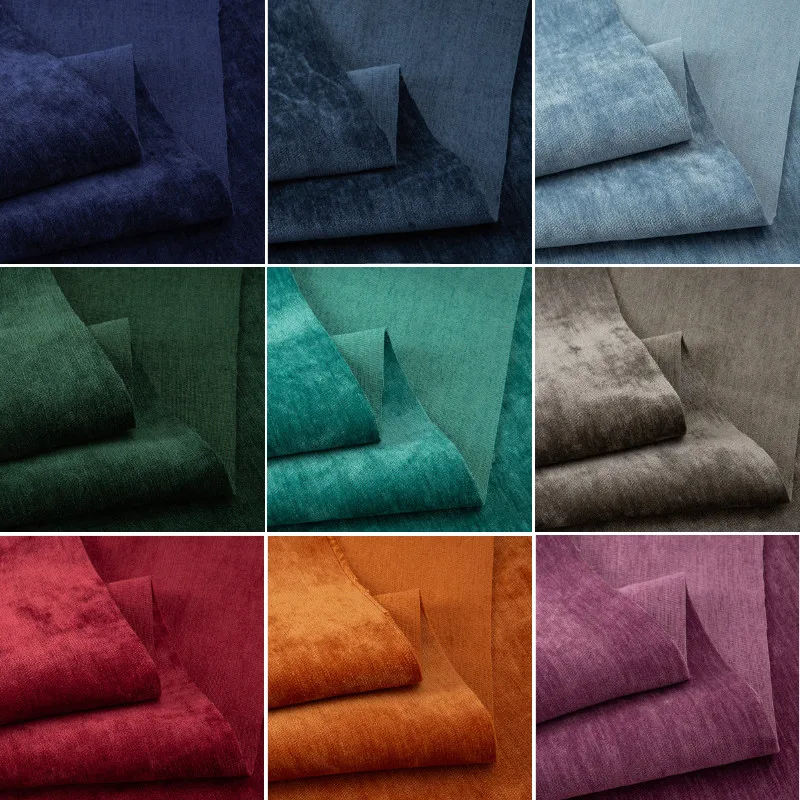 Tela de chenilla de terciopelo para tapicería de muebles, tela para sofá, cortina, almohada, color negro, Beige, gris, azul, verde por metro