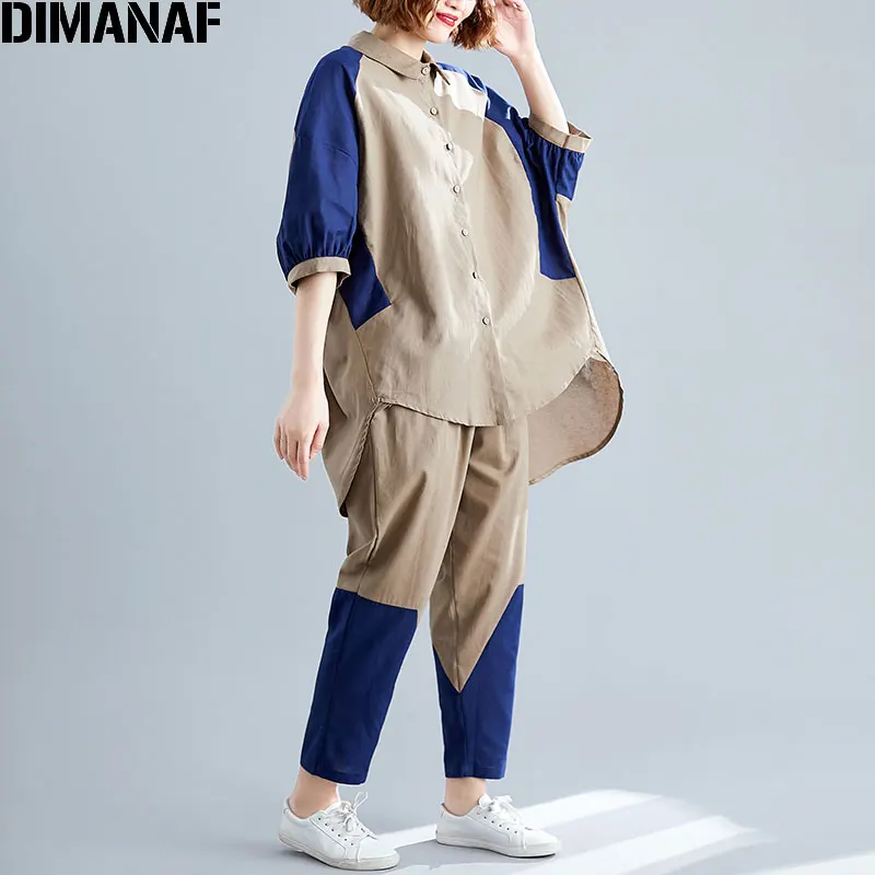 DIMANAF/женские комплекты больших размеров льняная Осенняя винтажная Лоскутная