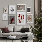 Рождественская тема Милая птица растения настенная Картина на холсте скандинавские плакаты и принты картины для гостиной домашний декор