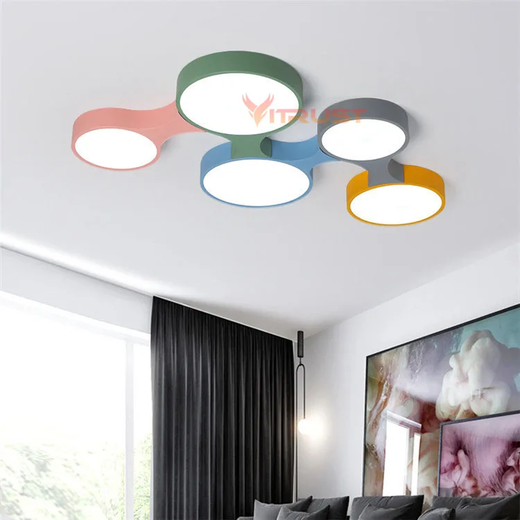 

Nordic Chandelier Lights Macaroon LED Modern Colorful lamp for Kids Boys Girls Bedroom Round thin plafondlamp Lighting Children
