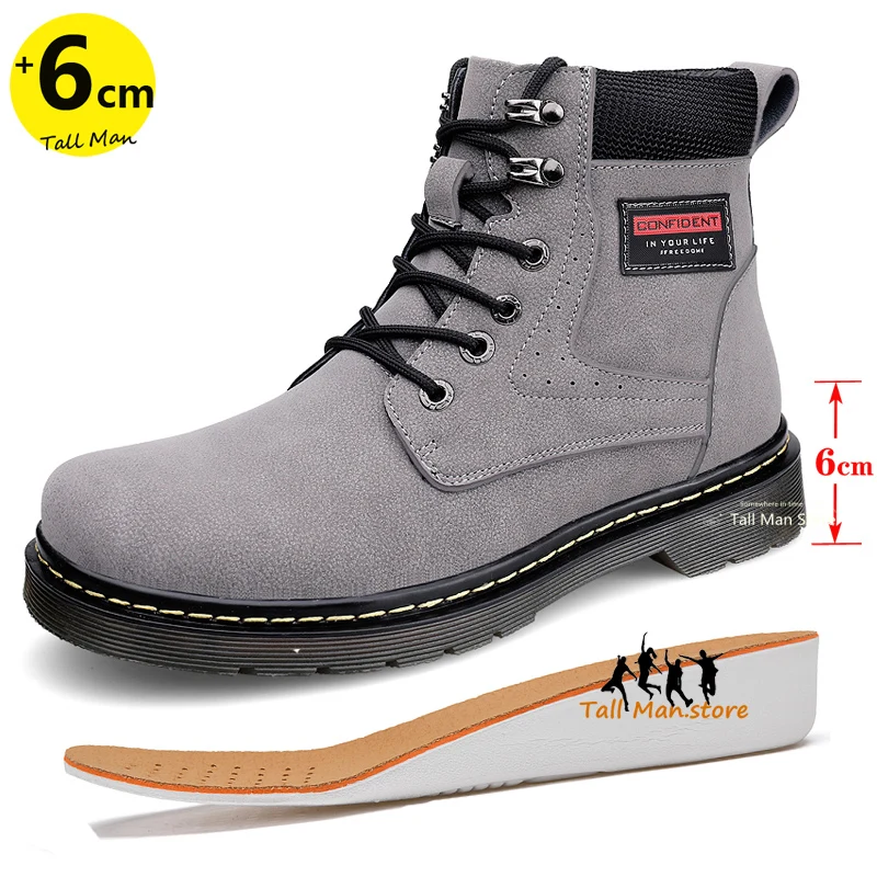 

Warm Boots Elevator Height Increase Shoes for Men Winter Business Insole 6CM Wedding Formal British Black Leather
