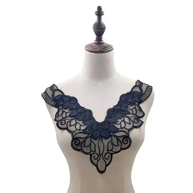 

10 шт. черного цвета с цветочками для вечеринок свадебное платье аппликация кружевной кокеткой, без рукавов, из ткани с вышивкой планки Ворот...