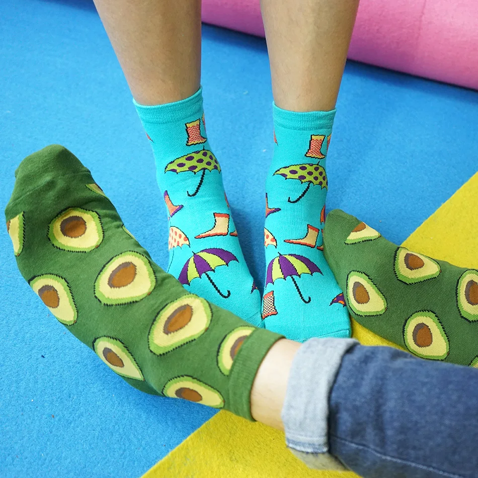 Прямая поставка носки для взрослых 1 партия = 4 пары Харадзюку еда авокадо суши