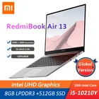 Ультратонкий ноутбук Xiaomi Mi RedmiBook Air 13, ноутбук с процессором Intel Core i5-10210Y, 8 Гб LPDDR3, 512 Гб SSD, 2,5 K, 13,3 дюйма, ПК с Win10