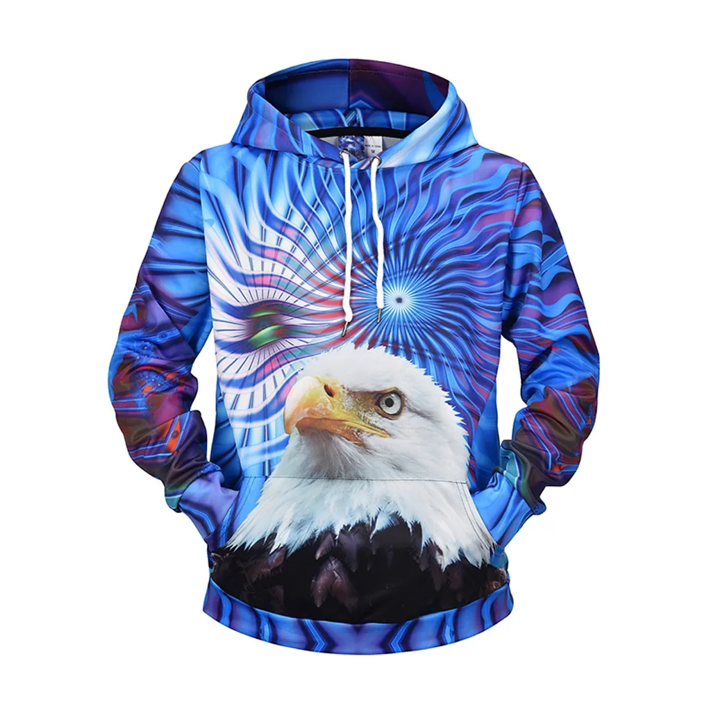 Новинка 2019 толстовка с капюшоном мужская мода осень весна животное 3D сова печать