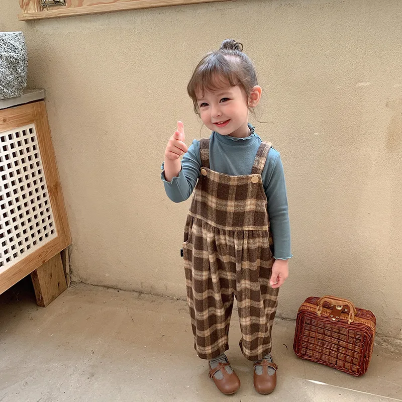 

children clothing autumn 2020 new Korea leisure loose long grid pant