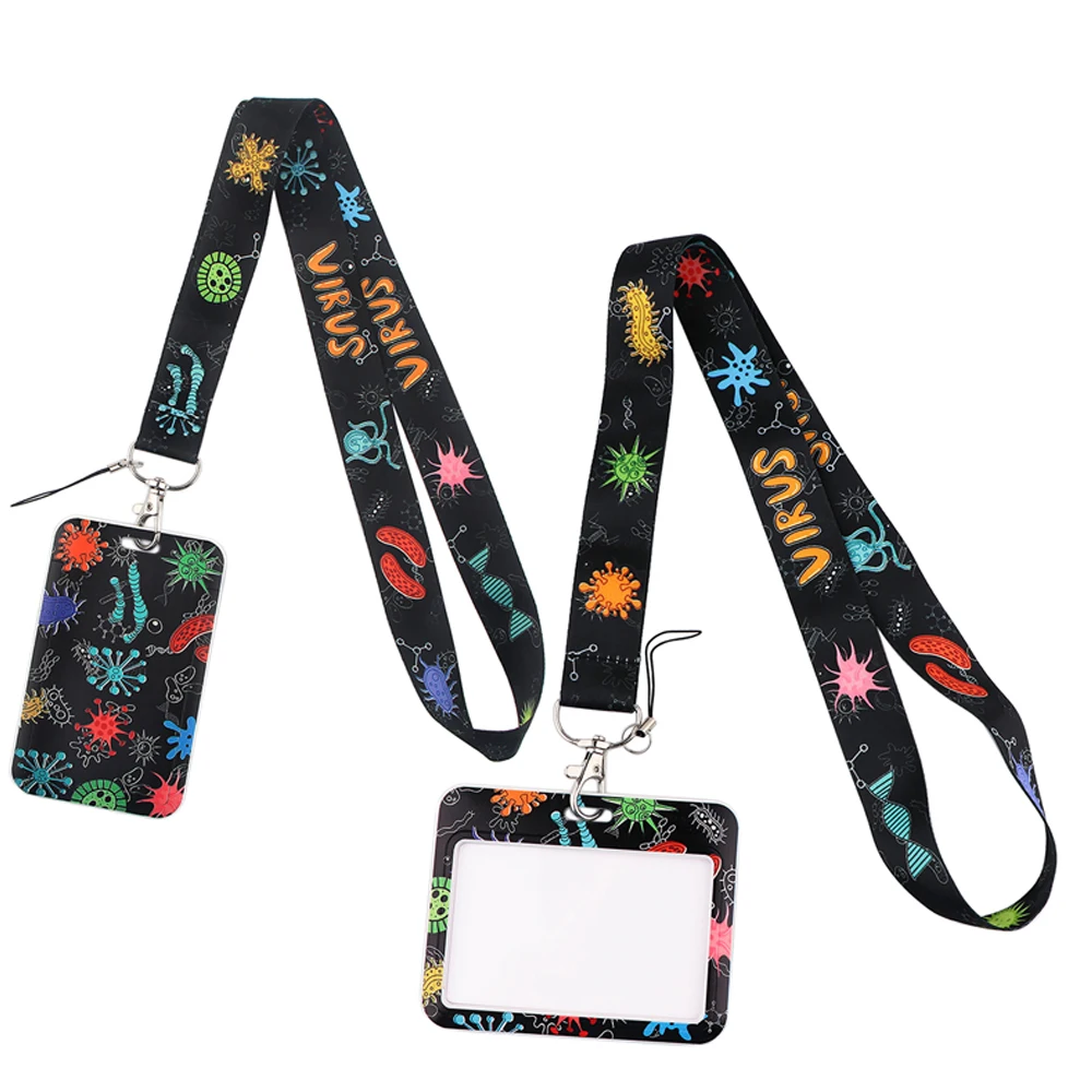 

ER836 Medical Theme Virus Doctor Nurse Lanyard ID Badge Holder Bus Pass Case Cover Slip Bank Credit Card Holder Strap Cardholder