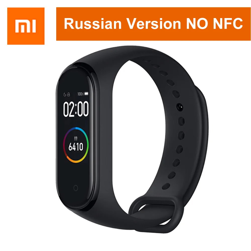 Russia Version Xiaomi mi 4 смарт-браслет AMOLED цветной сенсорный экран Bluetooth 5,0 монитор сердечного ритма фитнес 50 м плавание mi ng водонепроницаемый - Цвет: Russia Version