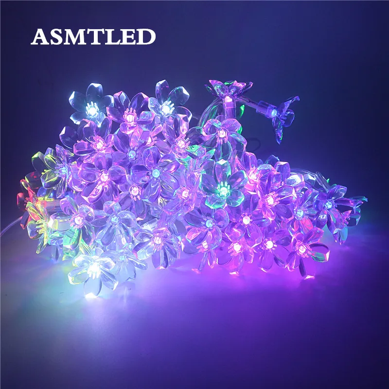 ASMTLED DC5V 10m 60 LED Полноцветная гирлянда USB сказочные микро цветущие вишни прозрачный