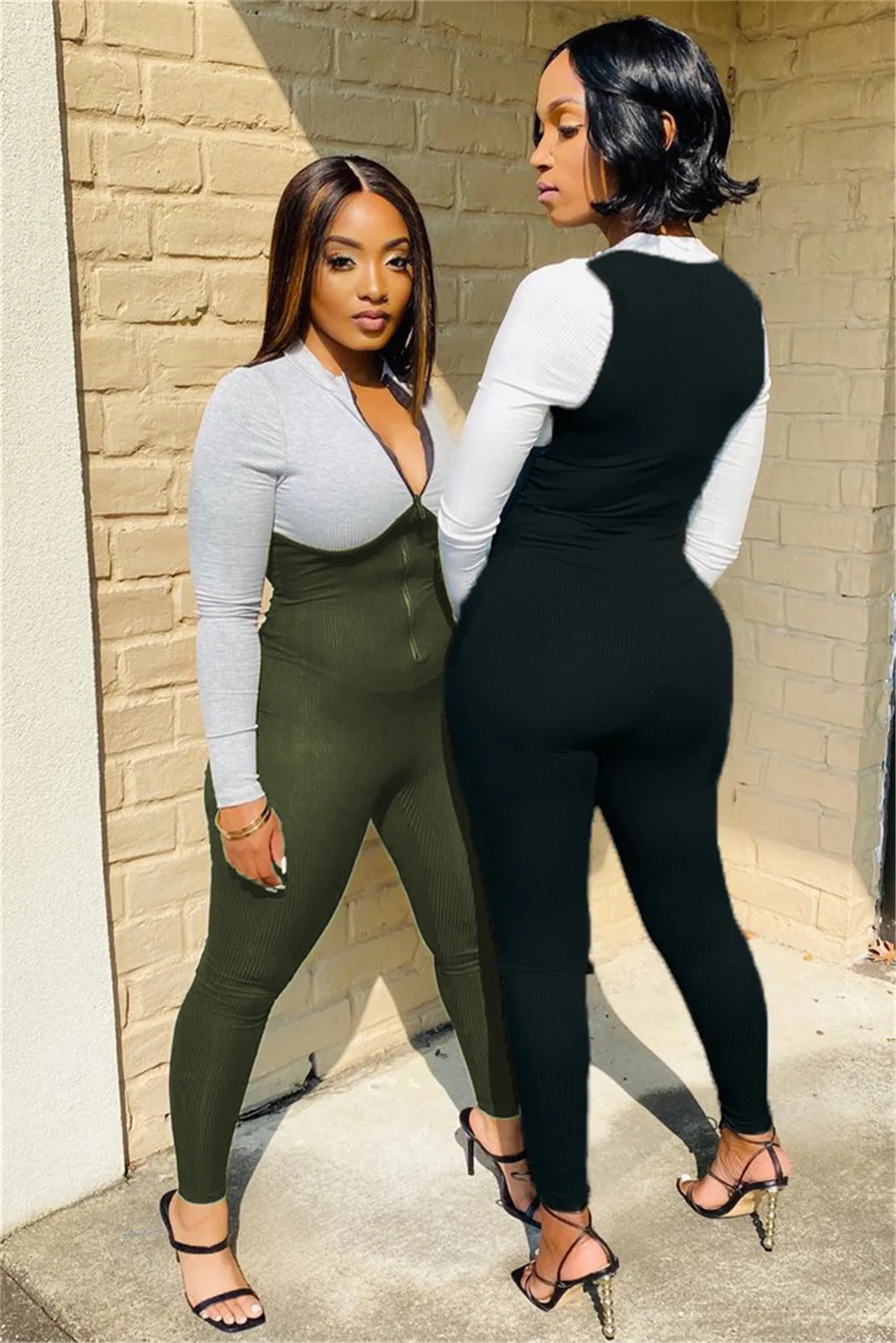 

Женский Облегающий комбинезон Tmustobe, цельнокроеный Облегающий комбинезон на молнии, повседневный женский комбинезон для клувечерние, уличн...