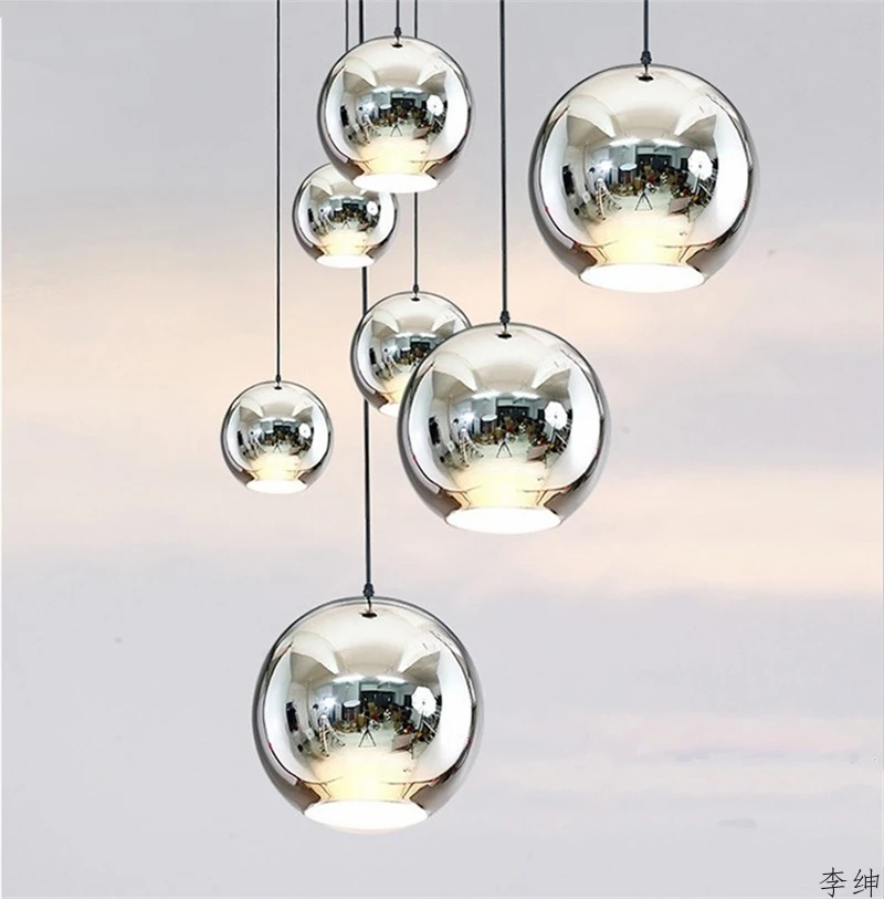 

Nordic Simple Plating Glass Ball Pendant Lights Restaurant Cafe Bar Hanging LED Pendant Lamp Home Decor Living Room Luminaire