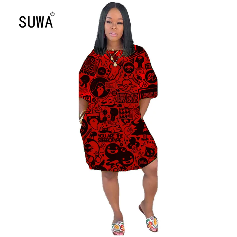 Женское платье с коротким рукавом повседневное свободное винтажное круглым