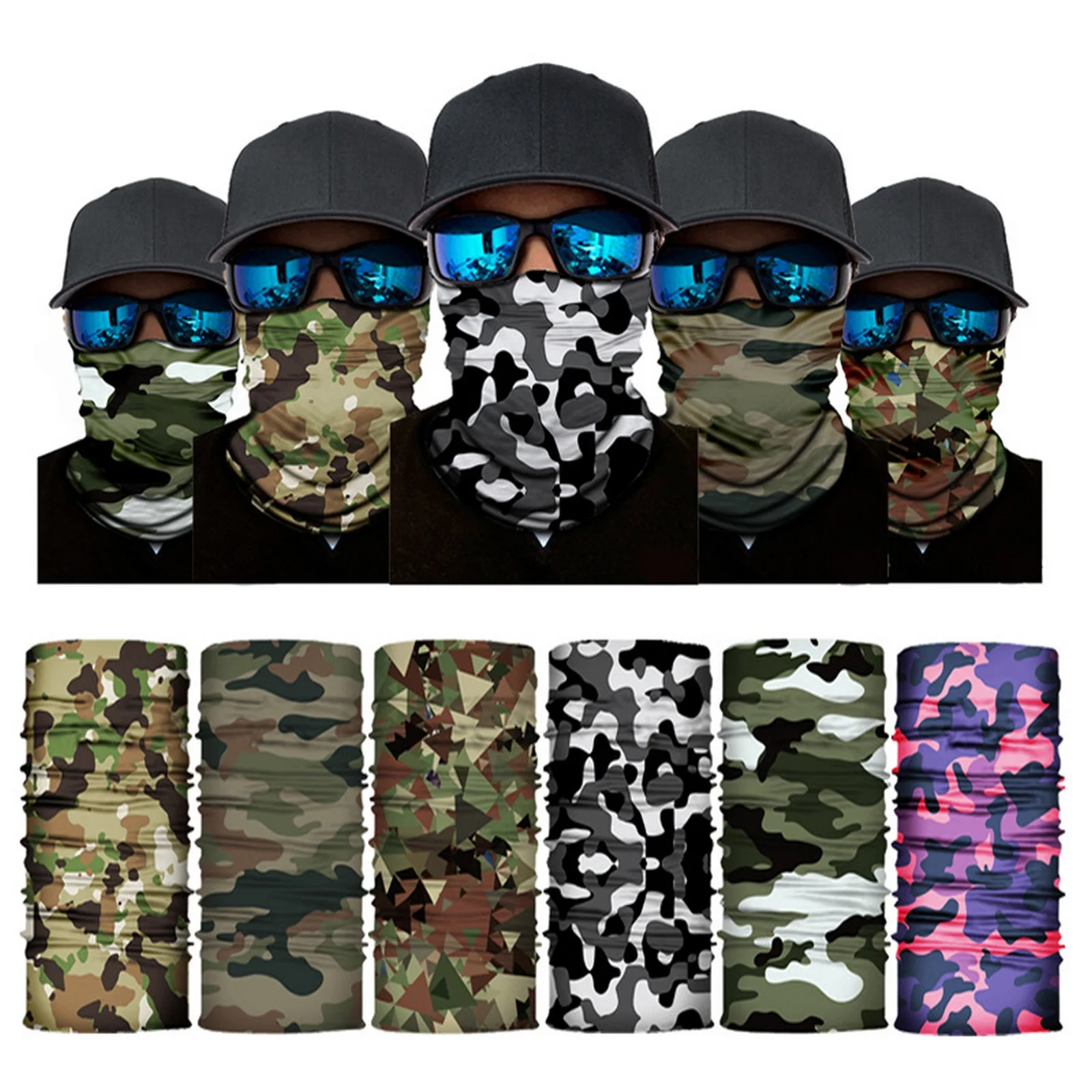 

10Pcs Camouflage Head Face Neck Sunshade Bike Headbands Collar Bandana Scarf Sports Headwear Scarf Outdoor Men Women