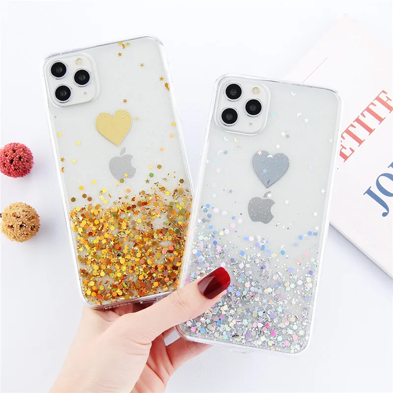 Moskado Glod Фольга Блеск Любовь Сердце чехол для телефона iPhone 11 Pro Max X XR Xs 6 6s 7 8 Plus