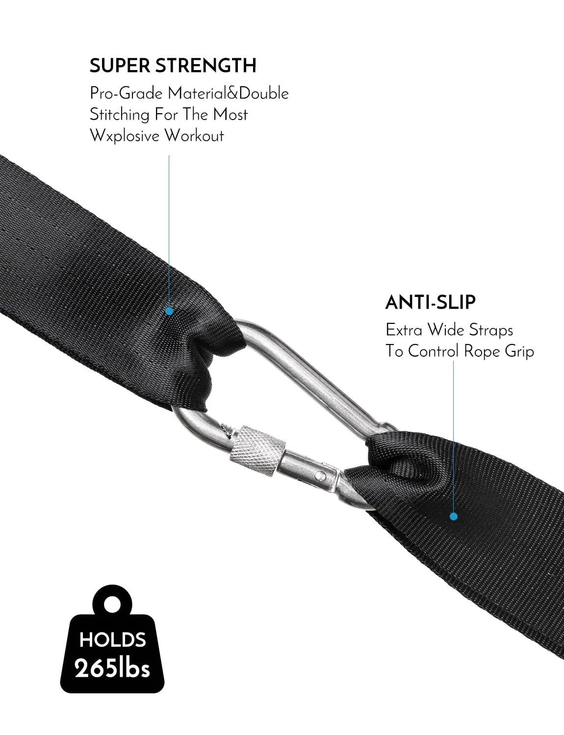 Комплект армированных якорных ремней Lixada 2 нейлоновых ремня и 1 карабин из