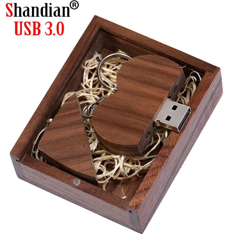 USB флеш накопитель SHANDIAN деревянный в форме сердца 32 8 Гб|memory stick|usb 3.0 8gbleather usb |