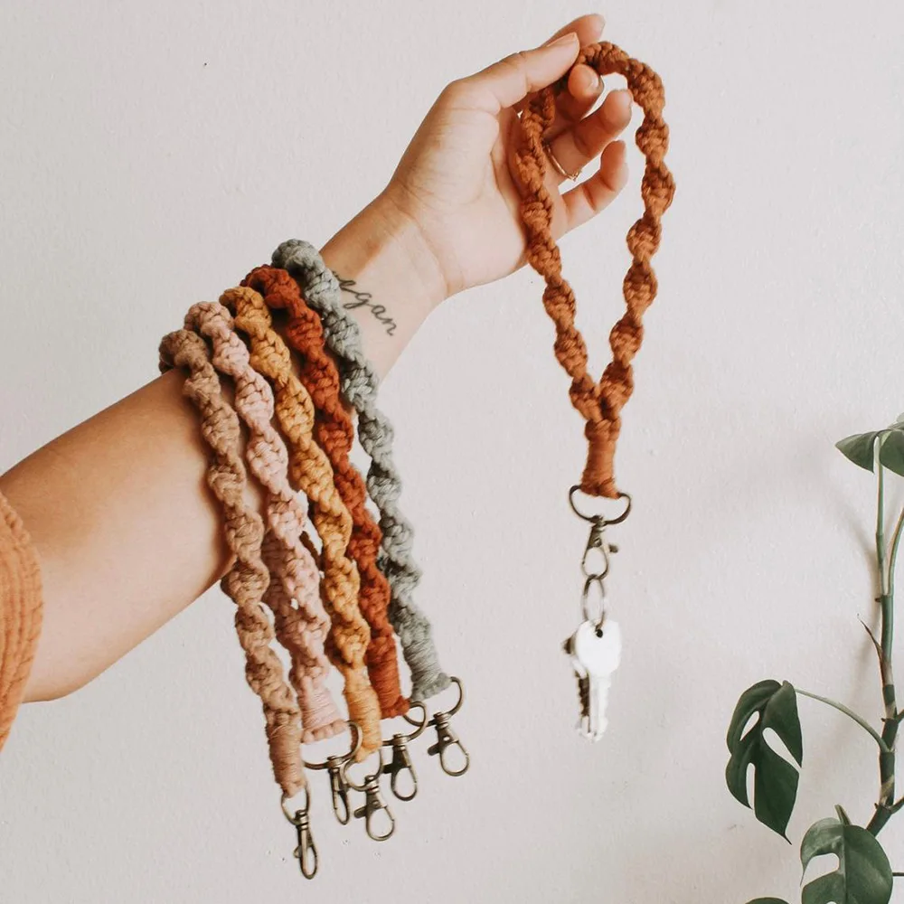 

New Creative Cotton Rope Braided Bracelet Fashion Key Chain Nordic Style Practical Business Gift Small Pendant Car Key Hang