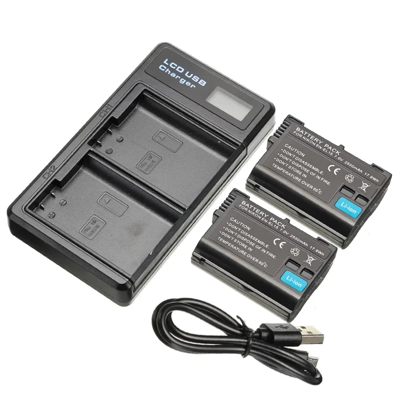 Аккумулятор ENEL15 EL15A EN-EL15 2550 мАч для камеры и зарядное устройство с двумя USB-портами