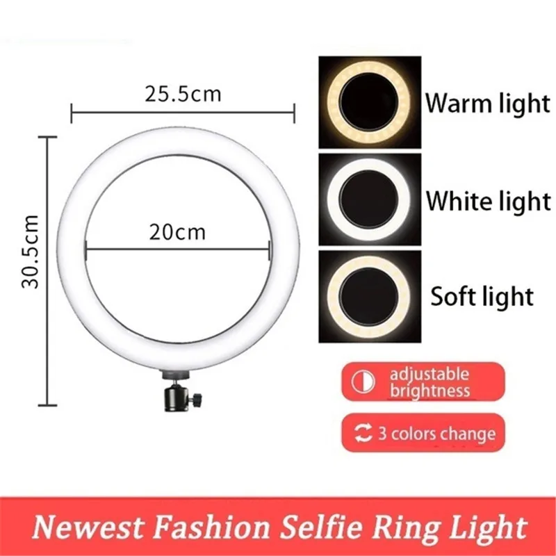 10&quot LED Selfie Ring Light 5500K Studio Photography Photo Fill Lighting Ringlight with Tripod for Yutube VK INS Video Vlog