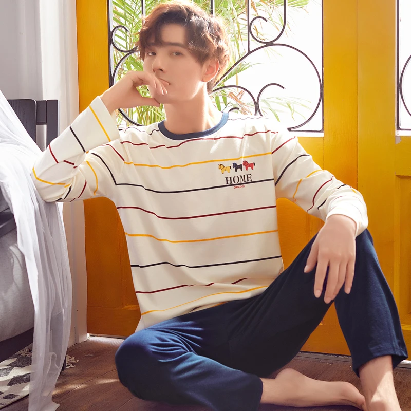 Пижама для влюбленных пар Сезон осень зима Новые модные пижамы Одинаковые мужчин