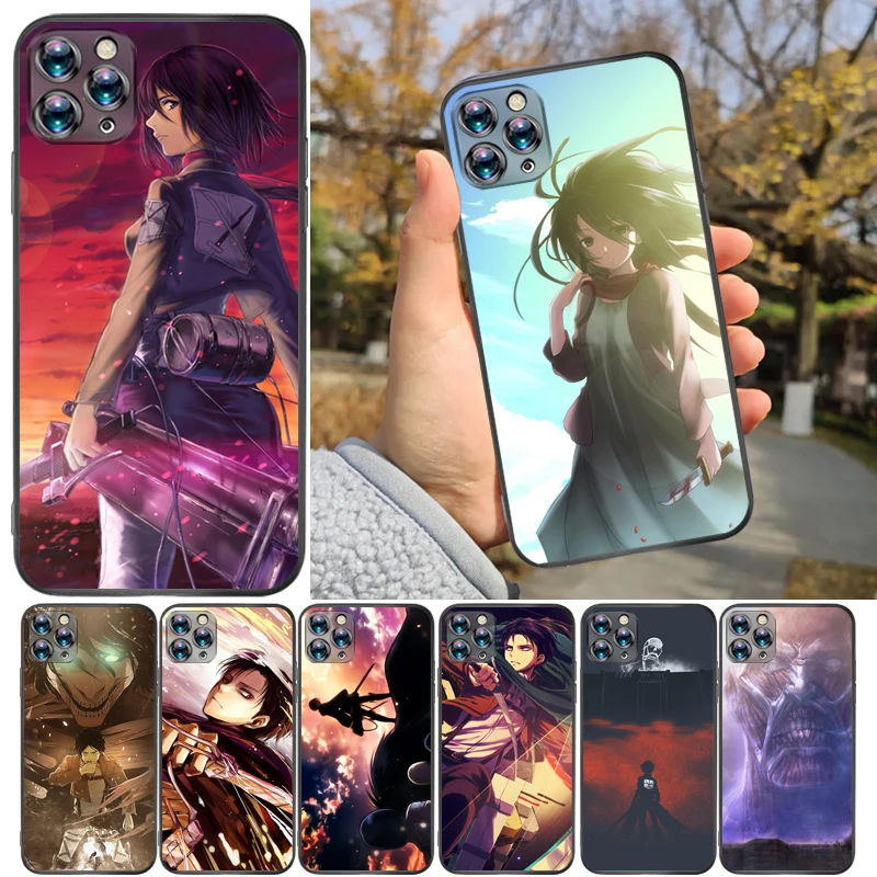 

Attack On Titan Mikasa Ackerman Armin Arlert Levi Eren Jager Phone Case For iPhone 7 8 6 6S Plus Carcasa Cases Coque Back Cover