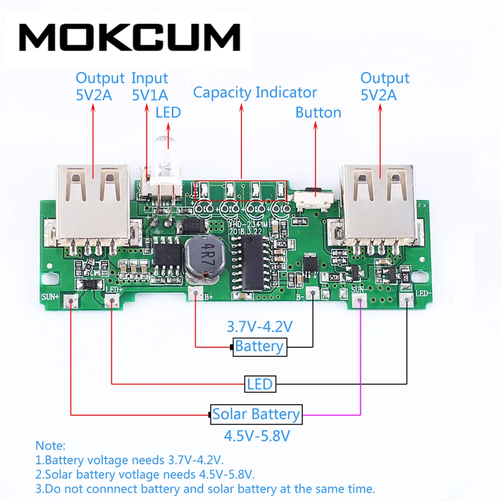 Модуль повышения мощности мобильного телефона с двойным USB дисплеем 5 В 2 А