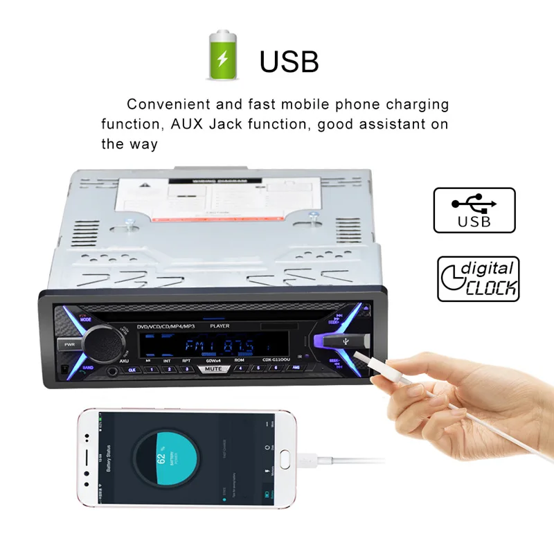 Автомобильный DVD MP3 медиаплеер One Din Bluetooth Музыка CD автомобильный радиоплеер 12 в 35